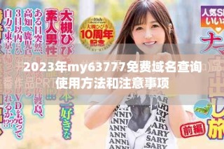 2023年my63777免費域名查詢使用方法和注意事項