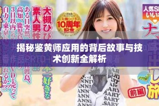 揭秘鑒黃師應(yīng)用的背后故事與技術(shù)創(chuàng)新全解析
