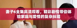 妻子6全集高清觀看，精彩劇情帶你體驗(yàn)家庭與愛情的復(fù)雜糾葛